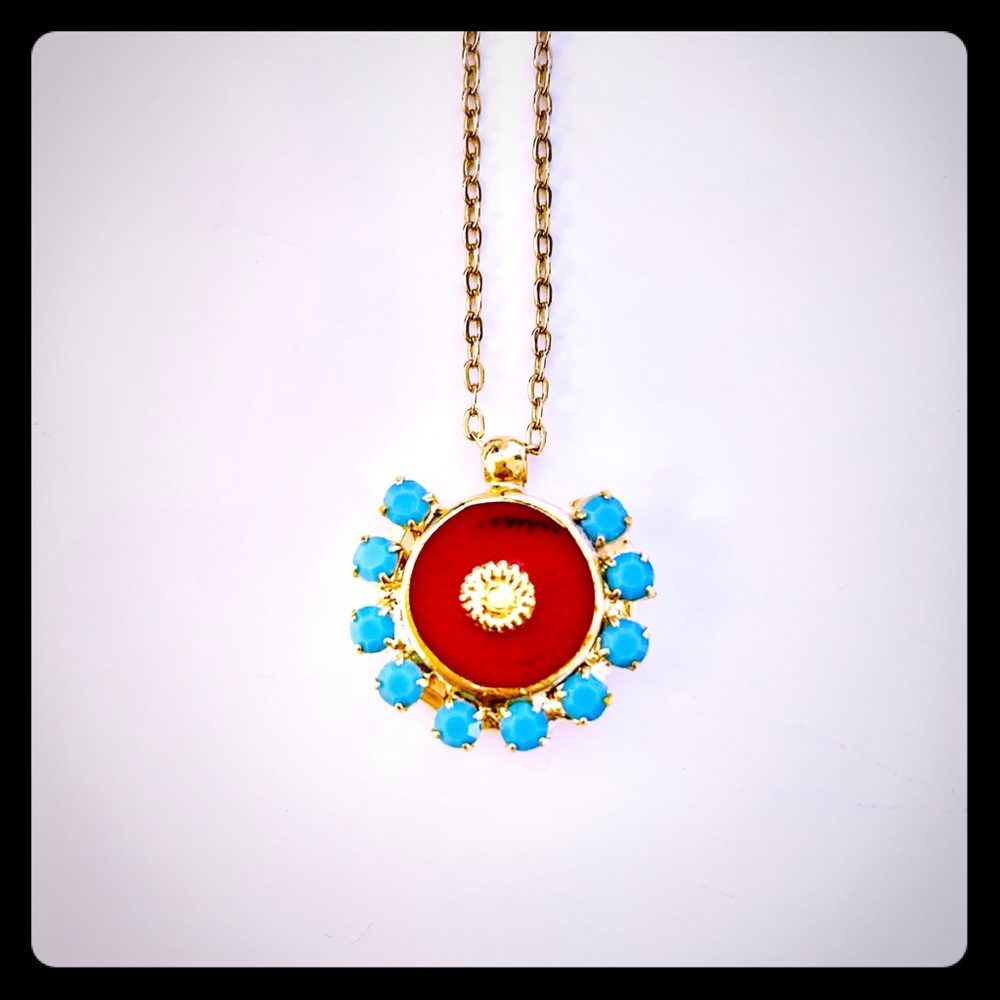Handmade in Israel - Inbal Mishan Coral & Turquoise Pendant